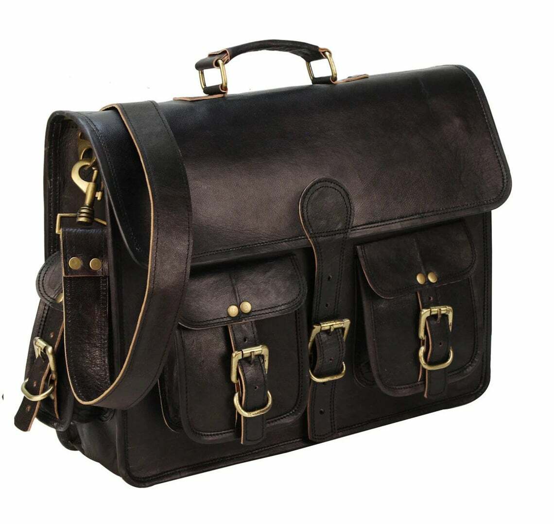Vintage Leather Laptop Messenger Handmade Briefcase Bags Satchel Office Bag New