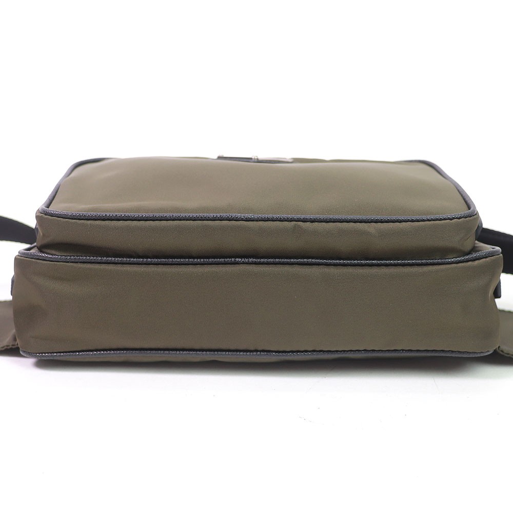 PRADA Tesuto Nylon Belt Bag Triangle Logo Saffiano Leather Mimetico Khaki