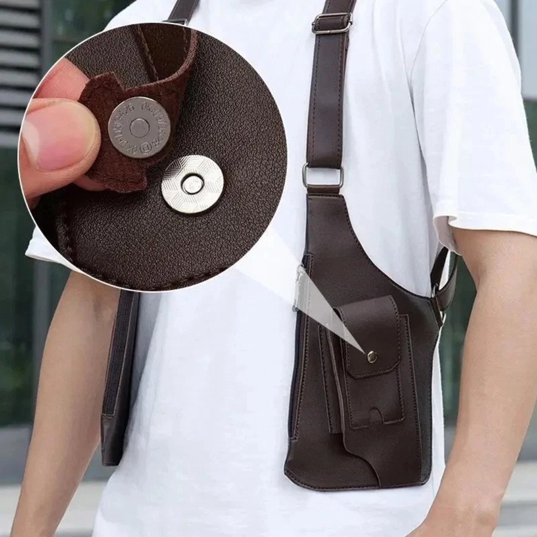 Adjustable Anti-Theft Underarm Shoulder Bag PU Leather Wallet Holster Bag
