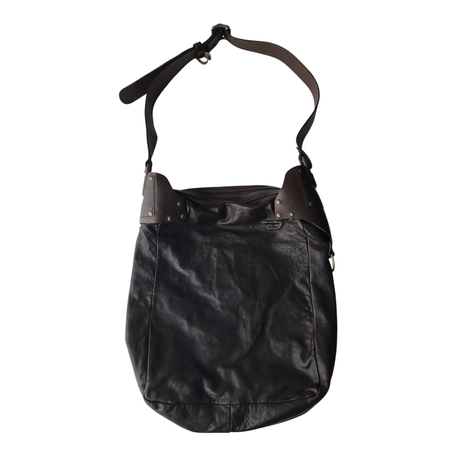 DIESEL Vintage Leather Bag Medieval Armor Belt Industrial Rivets Avant Garde Y2K