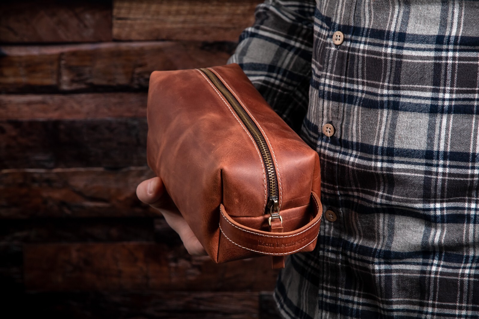 Leather Toiletry Bag For Men Personalized Travel Dopp Kit Handmade Wash Bag