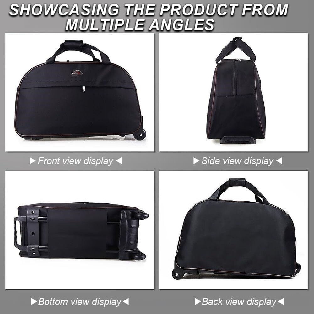 24″ Wheeled Rolling Duffle Bag Oxford Waterproof Carry On Travel Trolley Luggage