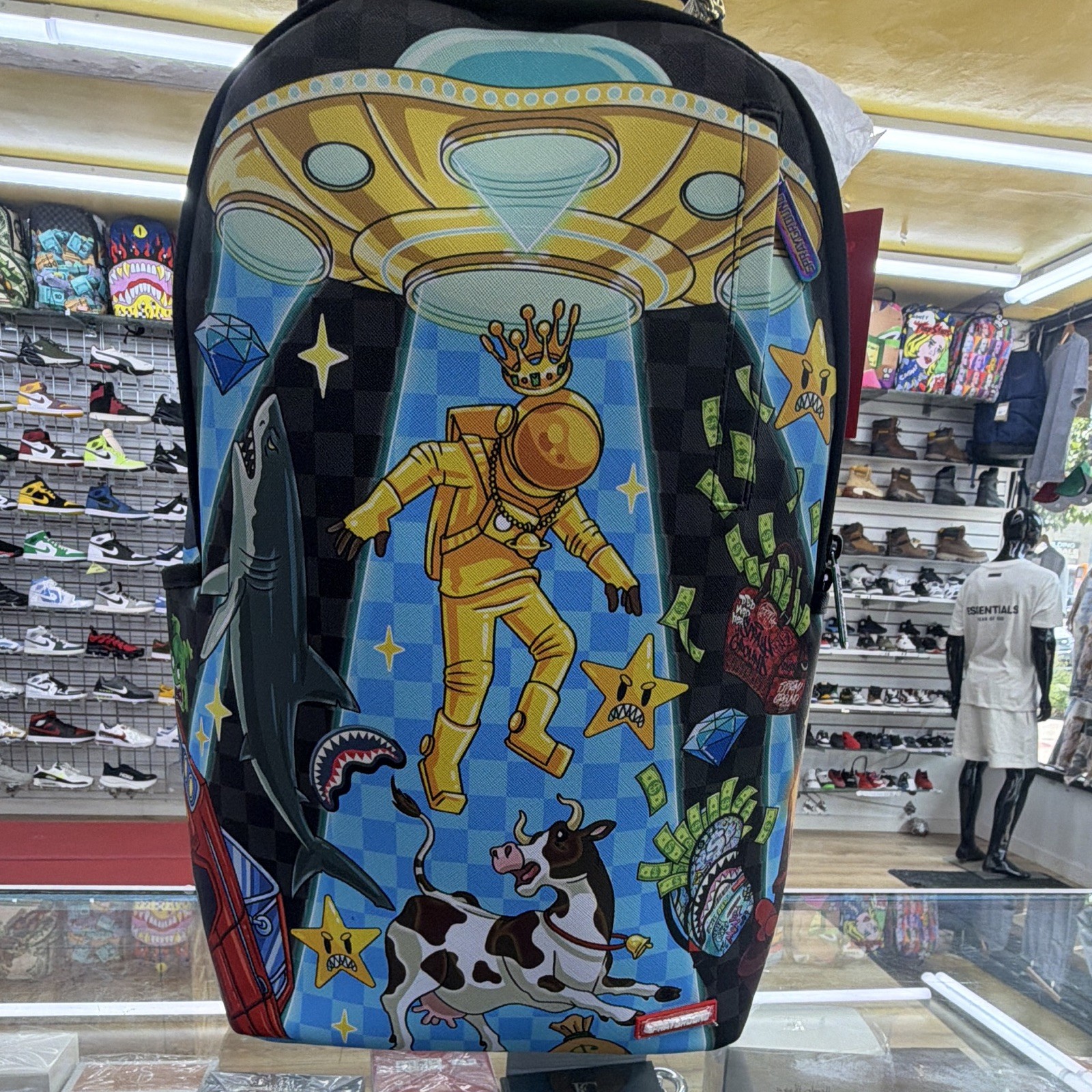 Sprayground Limited Edition Multicolor Graphic Print Shark Backpack Zip