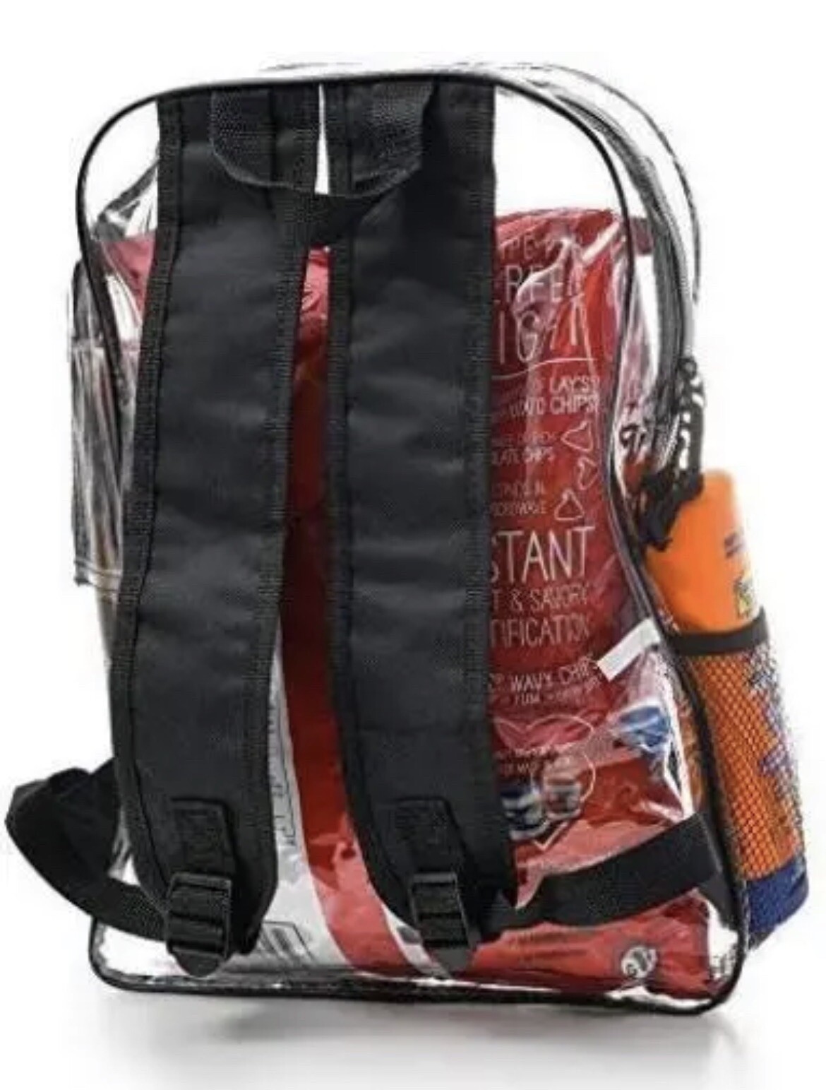 Clear Waterproof Backpack Security Approved Bookbag with Black Trim Custom PVC
