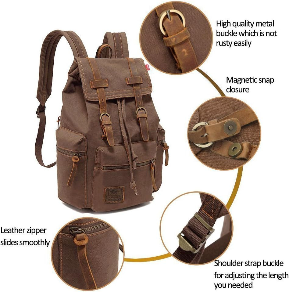 Vintage Canvas Backpack Rucksack Unisex Casual Backpack for 12-17″ Laptop Backpa