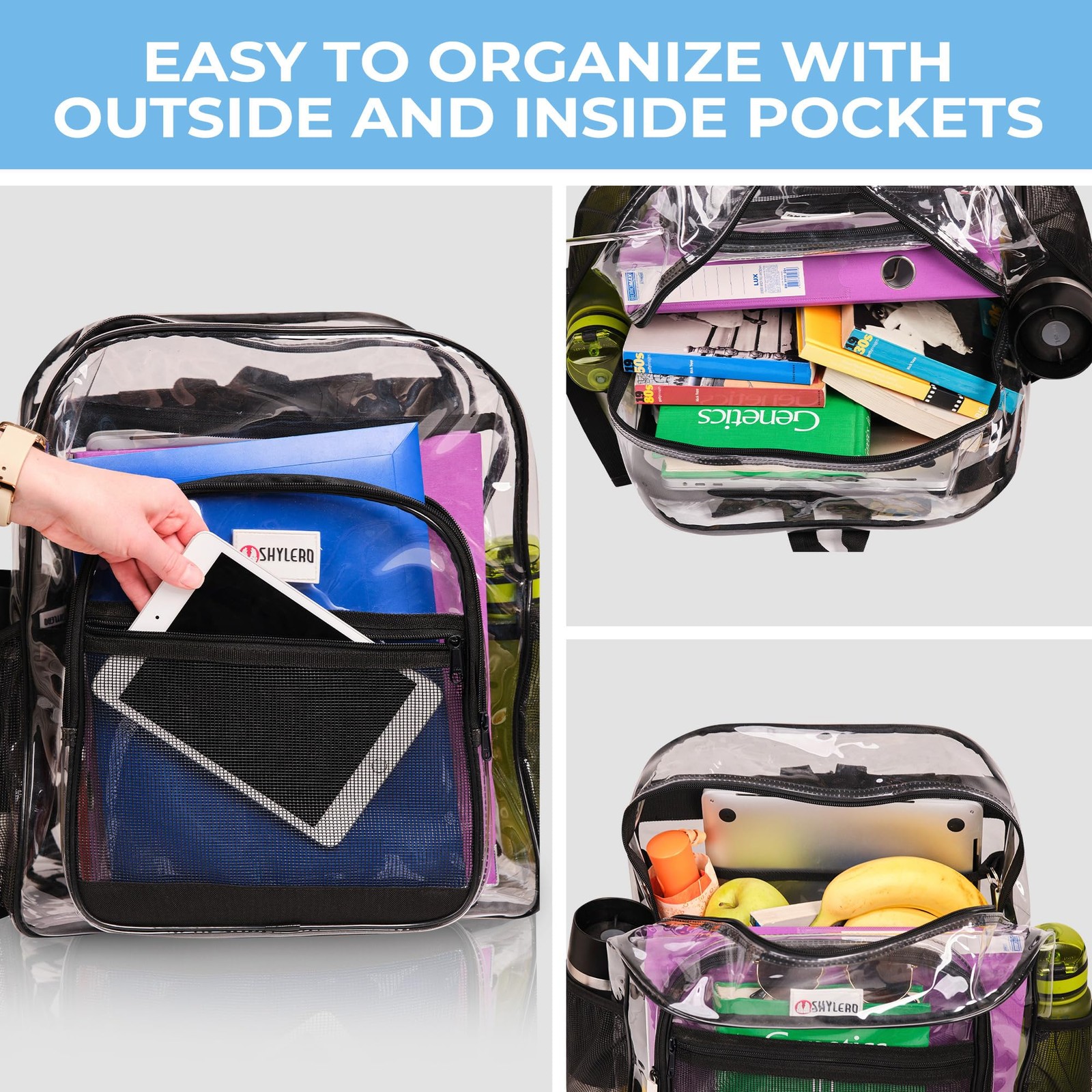 Clear Backpack Heavy Duty has TSA Lock, 2-WAY Zipper. PVC Transparent Backpac…