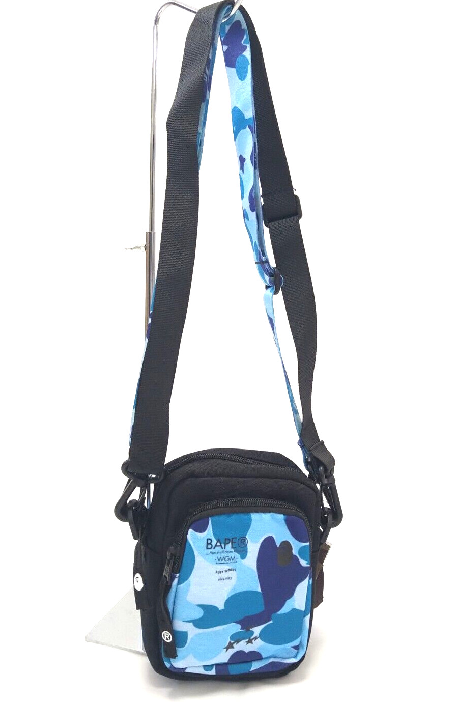 BAPE A Bathing Ape ABC Mini Shoulder Bag Camo Blue 2 Straps W:5.5in H:7in