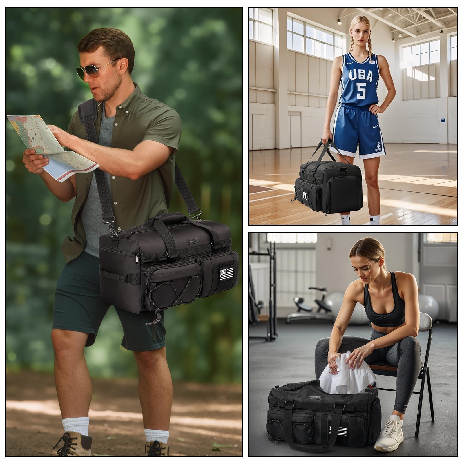 Gym Bag 18.5x9x9.8in Water-Resistant Sports Duffel – for Fitness, Travel, Dance