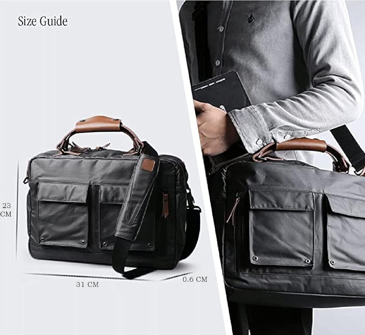 15.6-inch Leather & Canvas Splash-Proof Laptop Messenger Bag Shoulder Bag 1 Pcs.