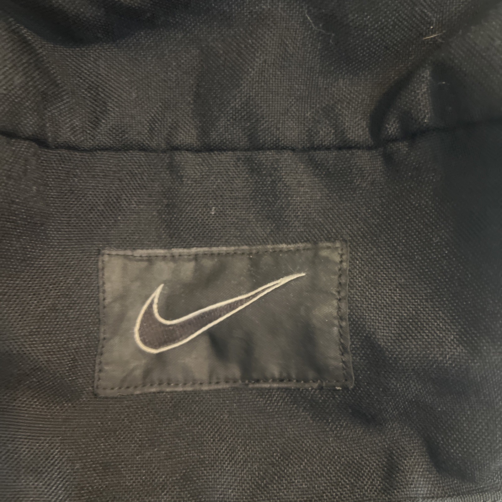 Vintage Nike Leather Bottom Backpack Black Center Swoosh Good Condition 90s Y2K