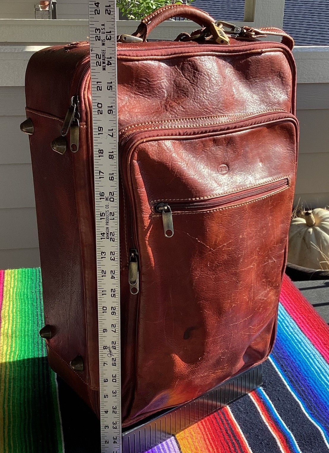 Vintage THE BRIDGE Leather Rolling Trolley Bag Distressed Hand Made In Italy