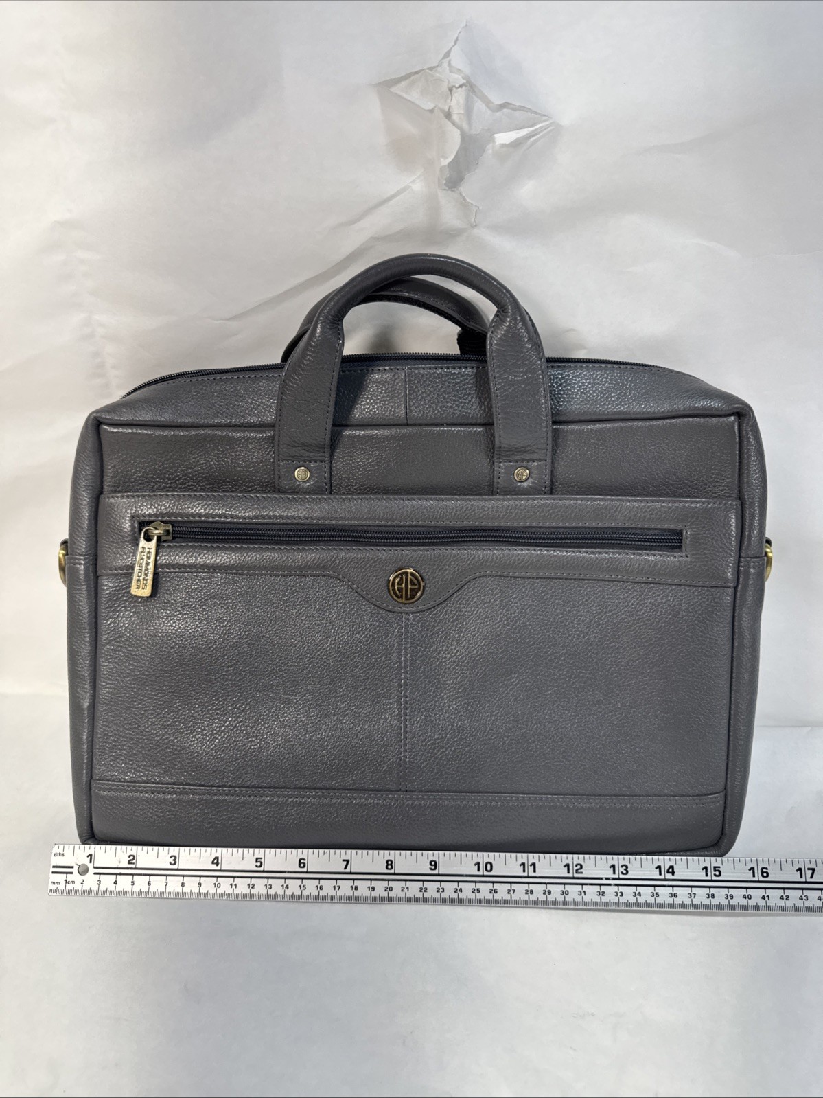 Hammonds Flycatcher Gray Genuine Leather Laptop Carry Case Bag ShA