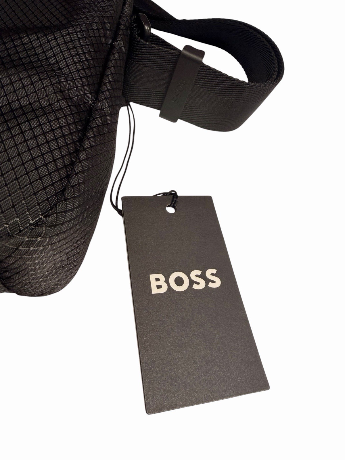 BOSS Men’s Black Solid Crossbody Bag Zip Closure Adjustable Strap Travel