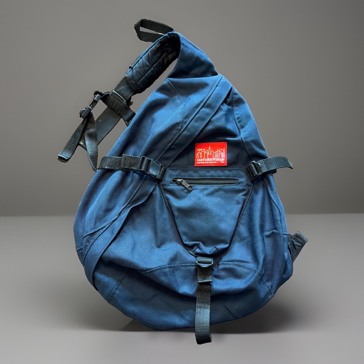 Rare Made In USA Manhattan Portage sling bag backpack Navy Blue Guc Vtg