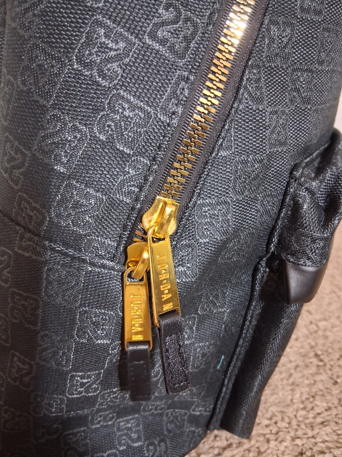 New Authentic Jordan Monogram Jumpman Backpack Black Logo Gold Zipper