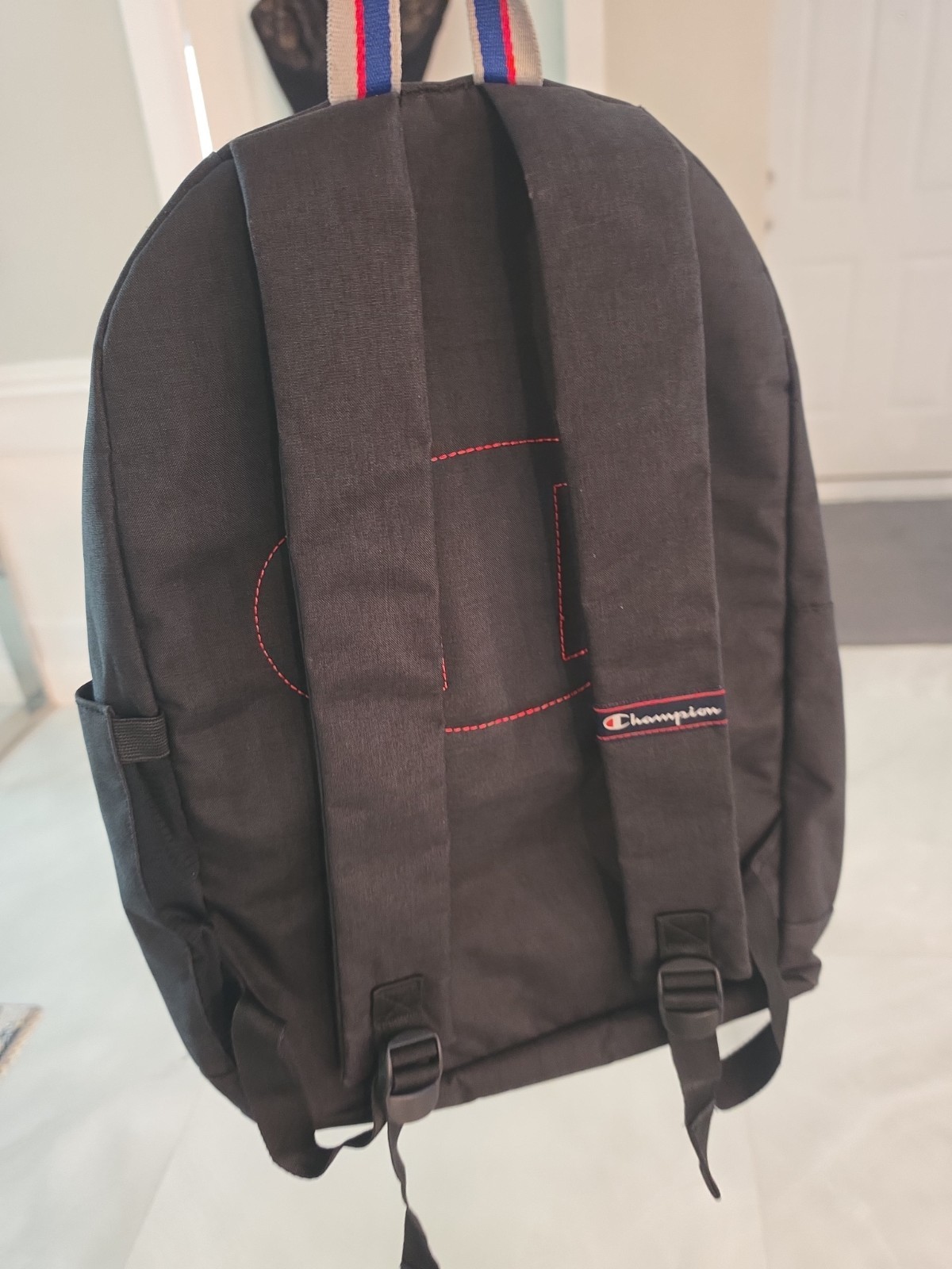Black Champio Hesther With Applique Logo Laptop Backpack Large Multi Zip Comp