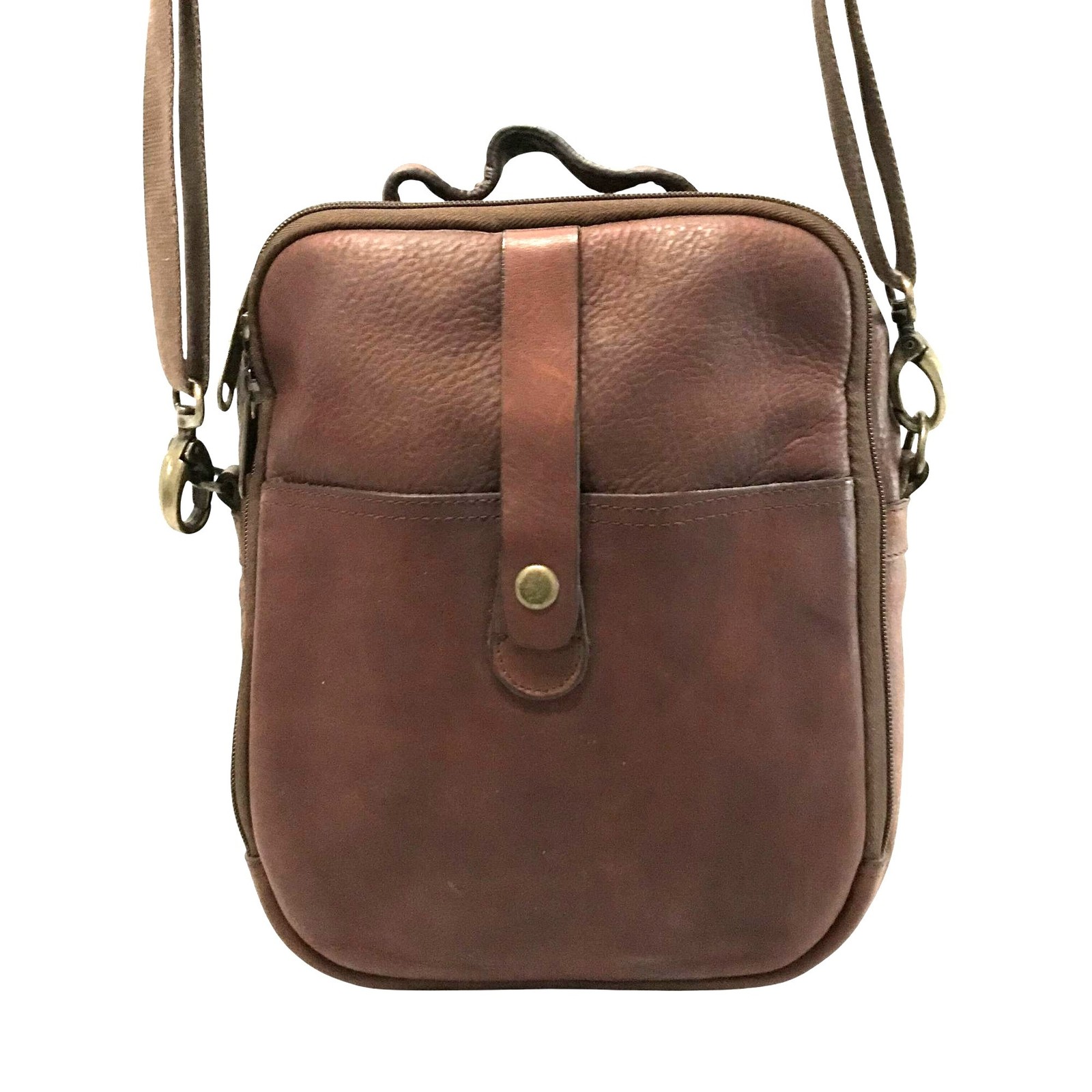 DELUTH Trading Mens Brown Buffalo Leather Crossbody Bag Adjustable