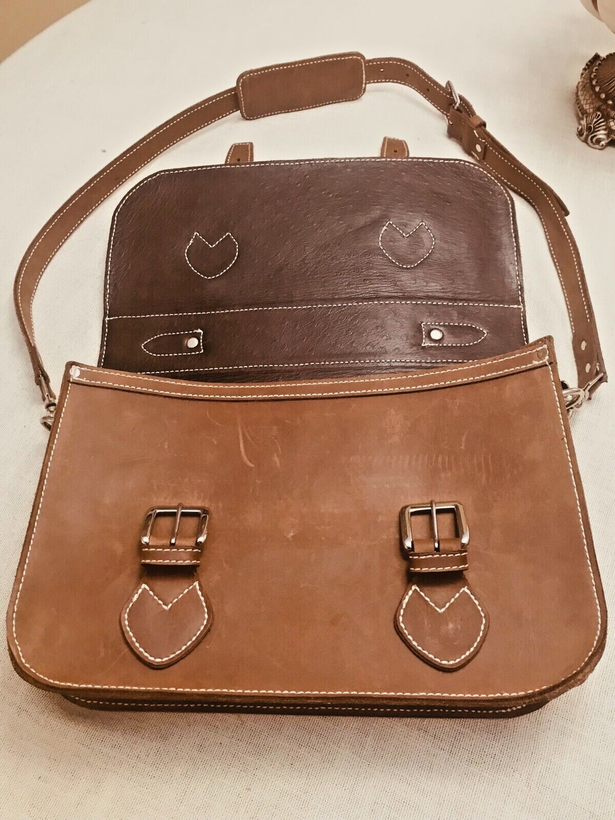 100% Handmade Heavy Saddle Leather Briefcase / Messenger Bag – GERMANY