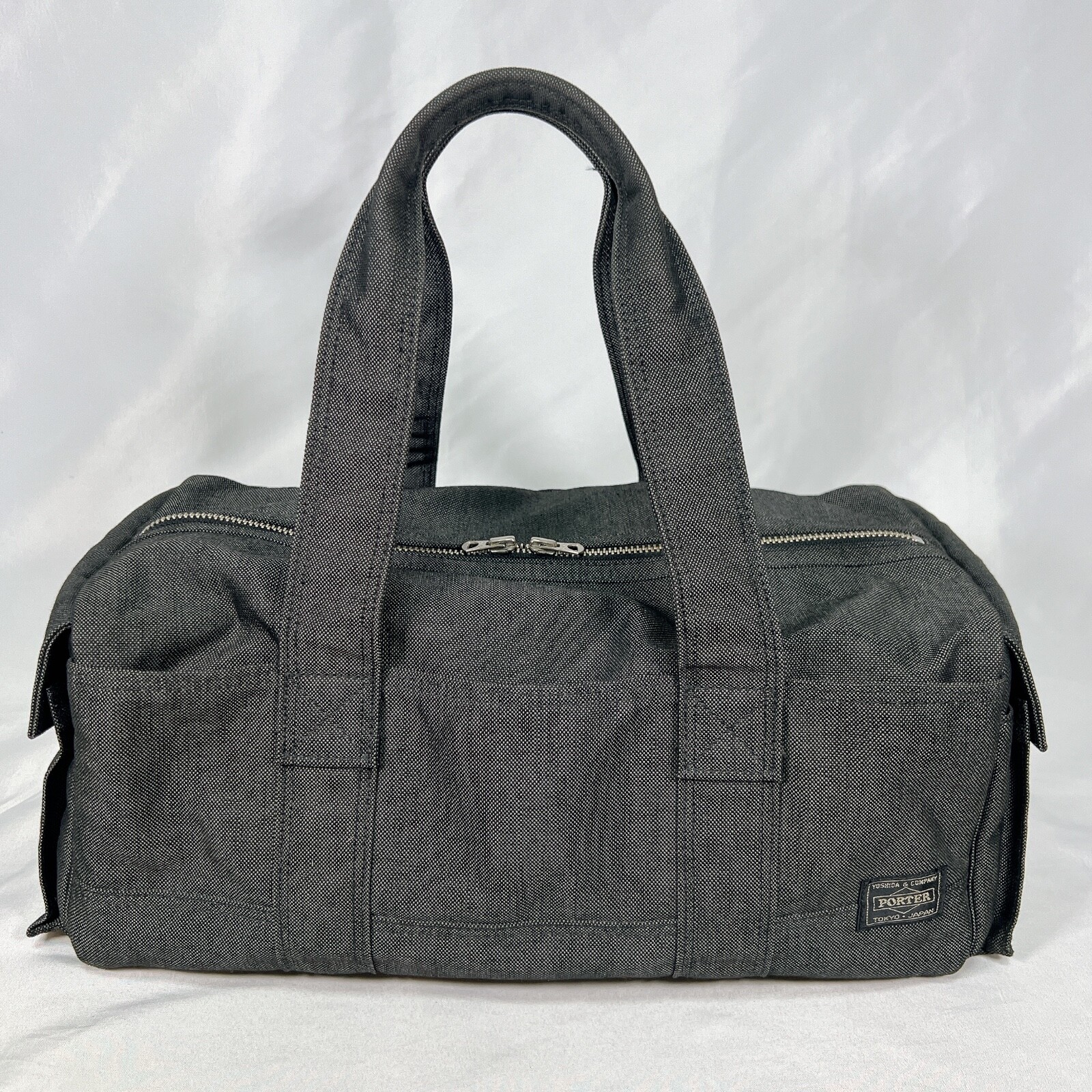 PORTER YOSHIDA SMOKY MINI BOSTON BAG black COTTON NYLON UNISEX GOOD CONDITION
