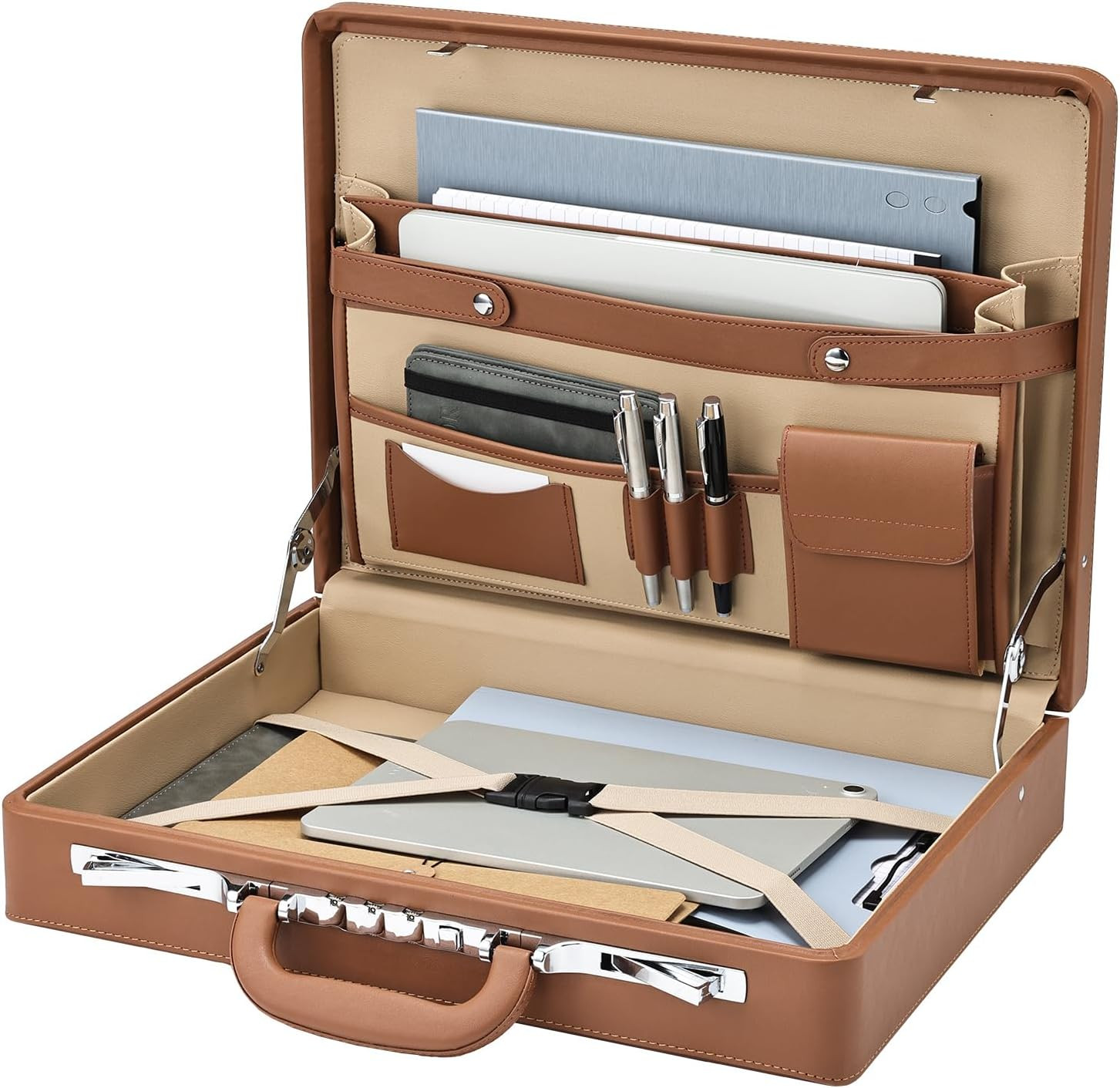 Briefcases for Men, Carrying Case Document Professional Leather Briefcase with L