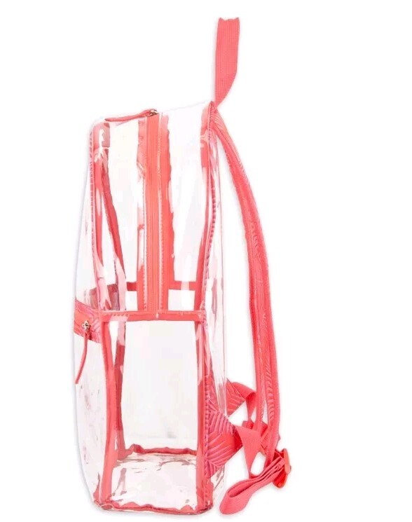 Eastsport Stadium Approved Clear Backpack with Pencil Case Blue Red Trim Or Pink