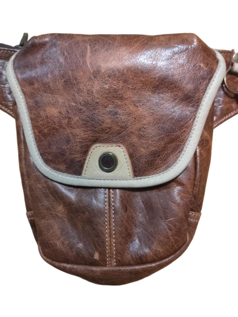 Master Piece Leather Waist Pouch Brown 6.7×5.5×1.6 Inches