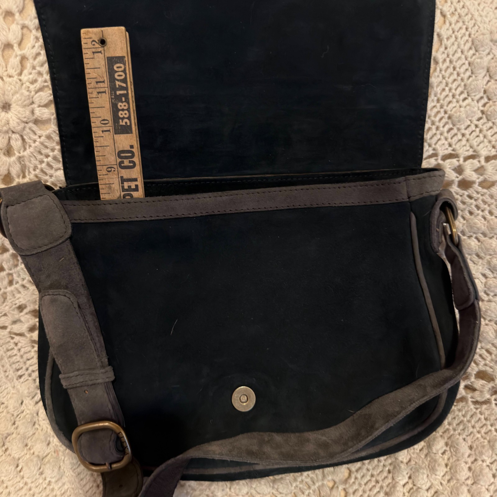 Fratelli Rossetti Flexa Suede Saddle Bag Crossbody Made in Italy Rare Vintage