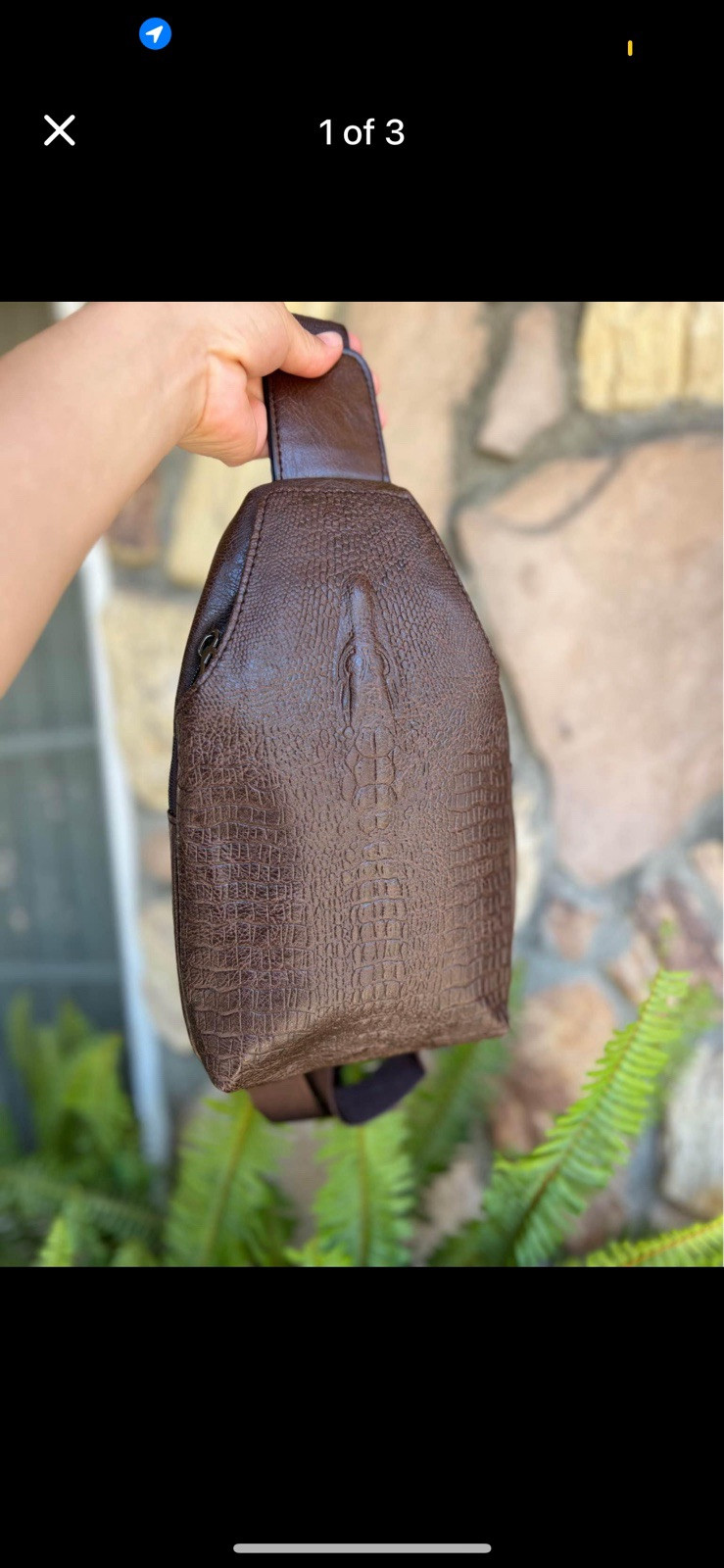 Brown Snake Skin Leather Handmade Men Unisex Sling Cross Body Bag