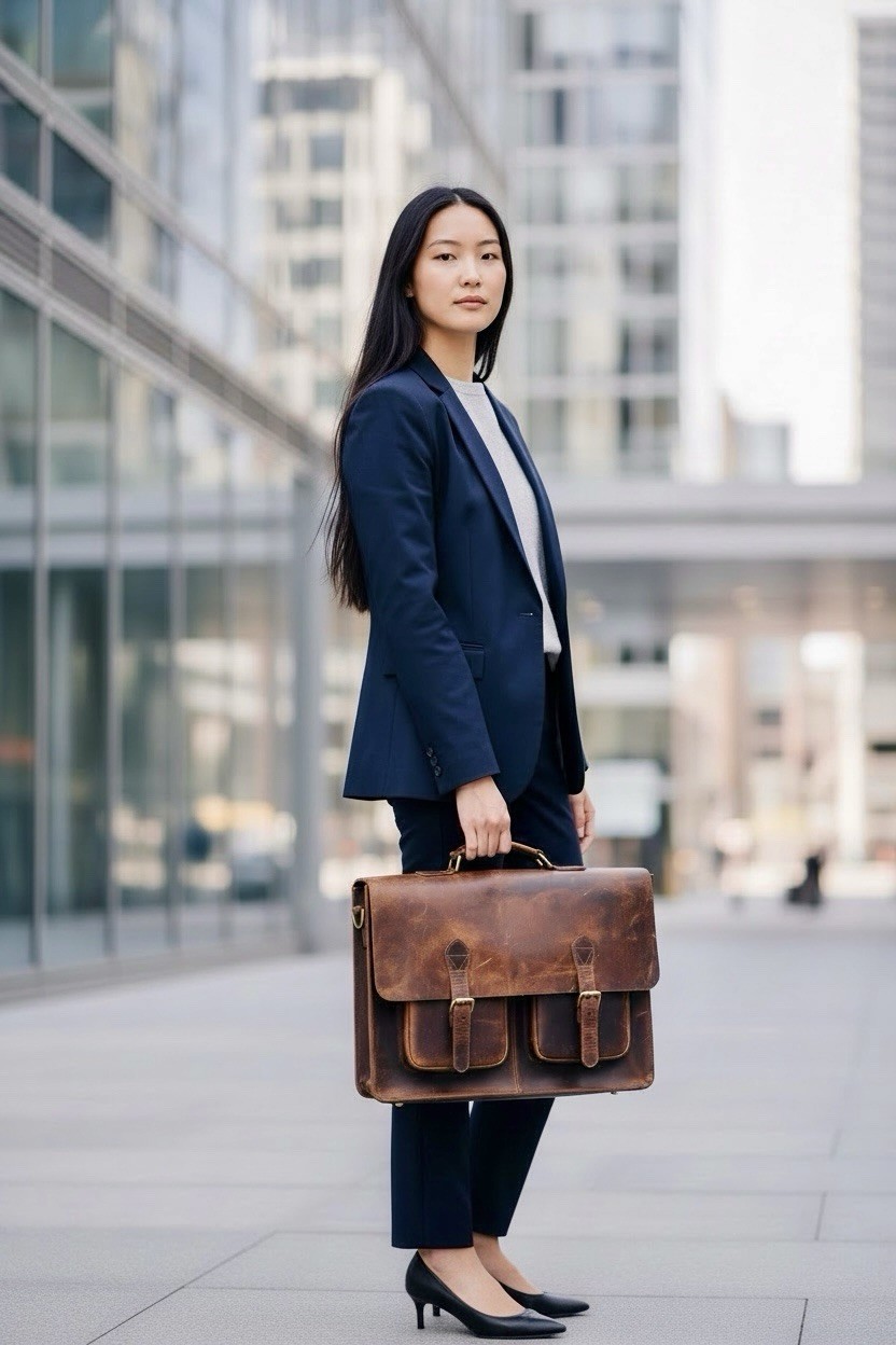 Distressed Buffalo Leather Briefcase Laptop Messenger Bag Satchel Brown Unisex