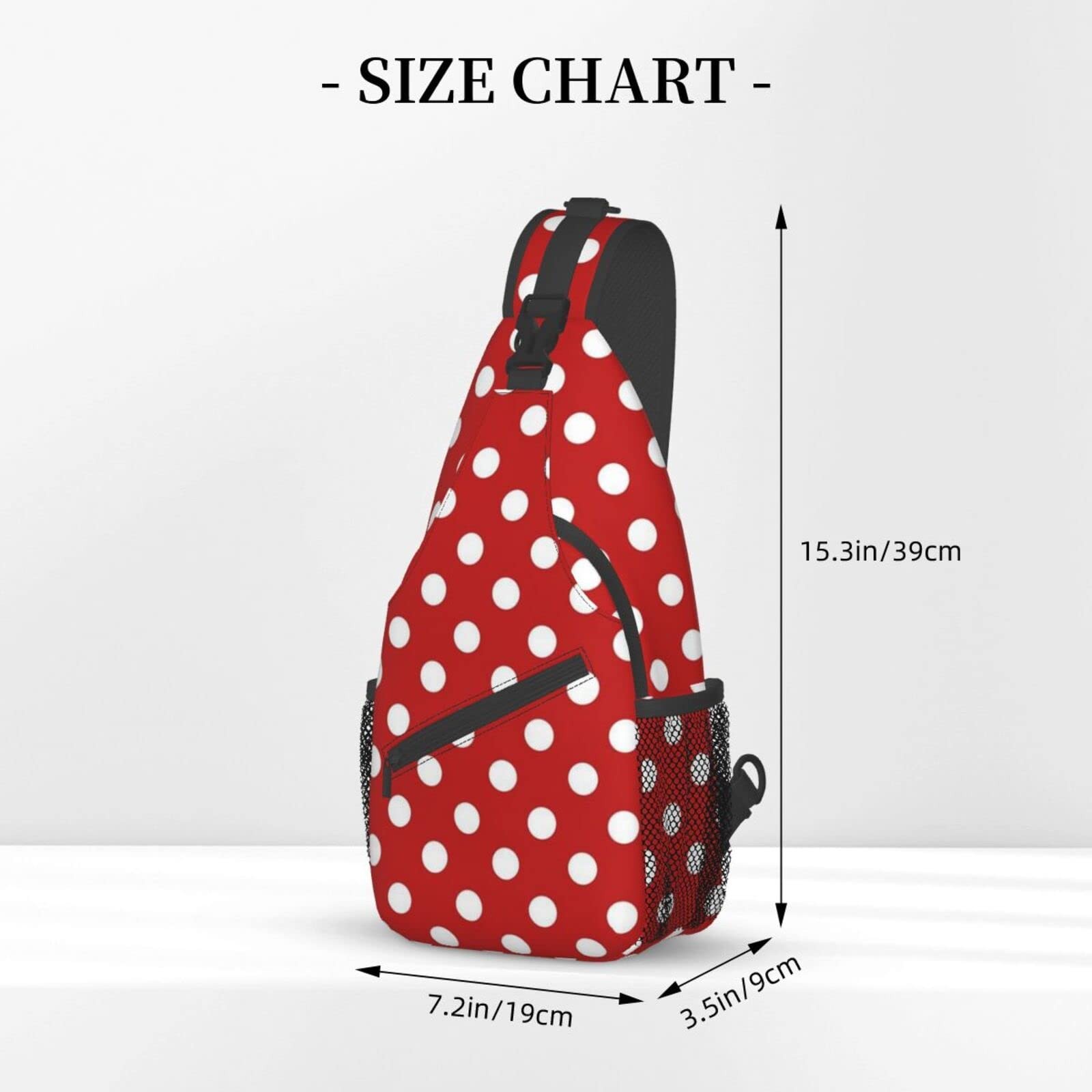 Cute Red White Polka Dot Sling Backpack,Travel Hiking Daypack Crossbody Shoul…
