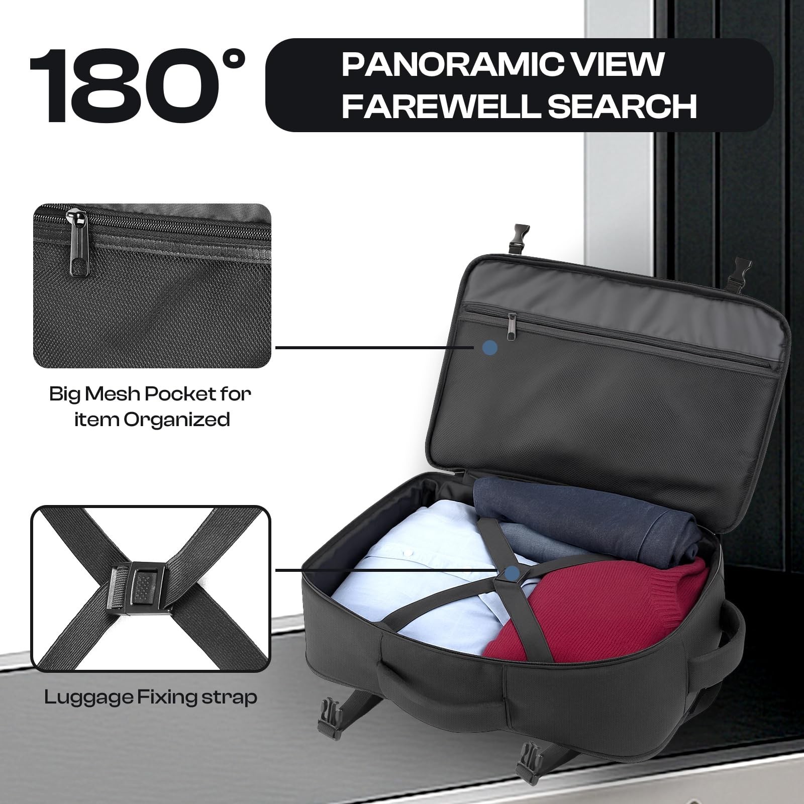 Extra Large 55L Travel Backpack, TSA Approved, Expandable, Water Resistant, Fits