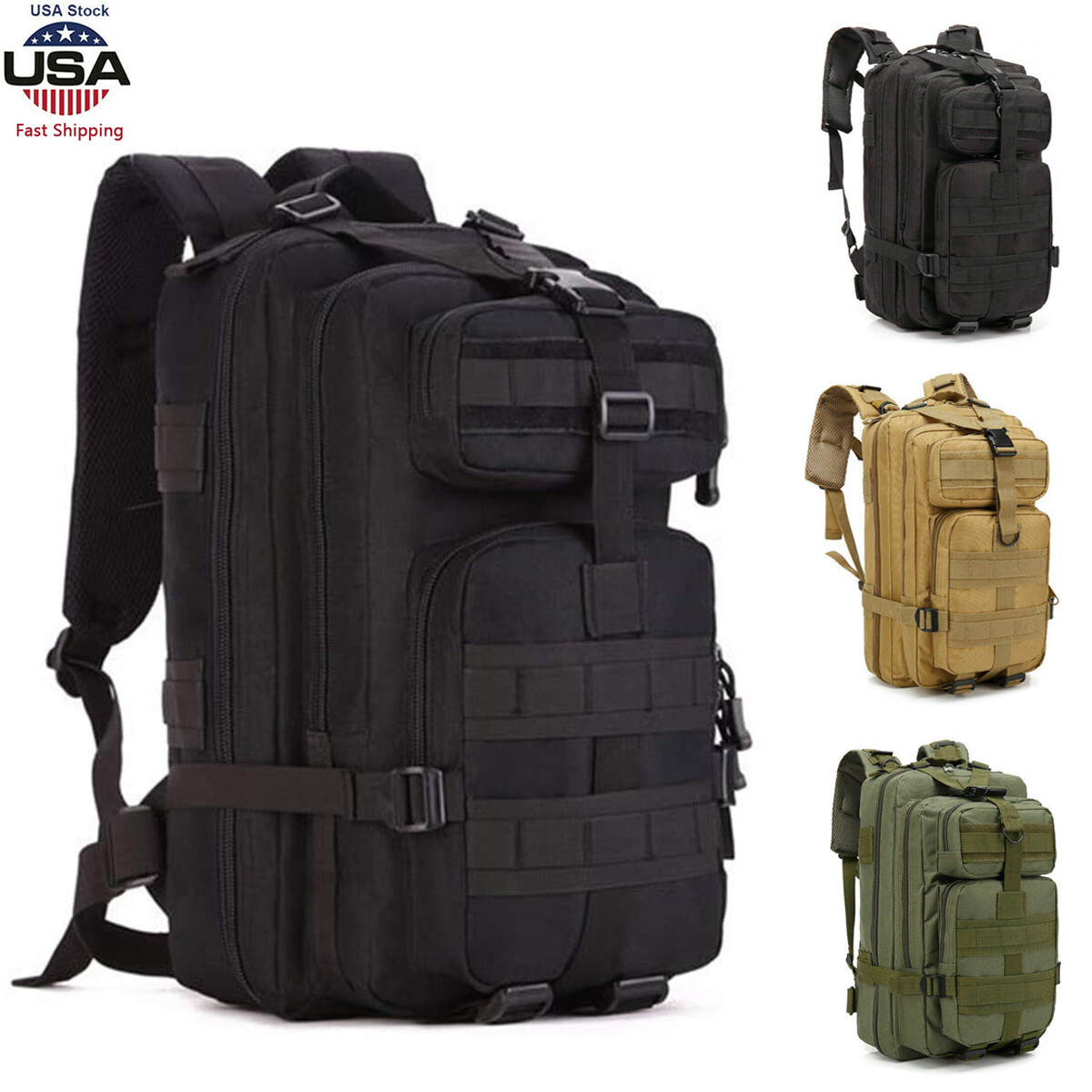 Outdoor Military Molle Tactical Backpack 30L Rucksack Camping Bag Travel Hiking