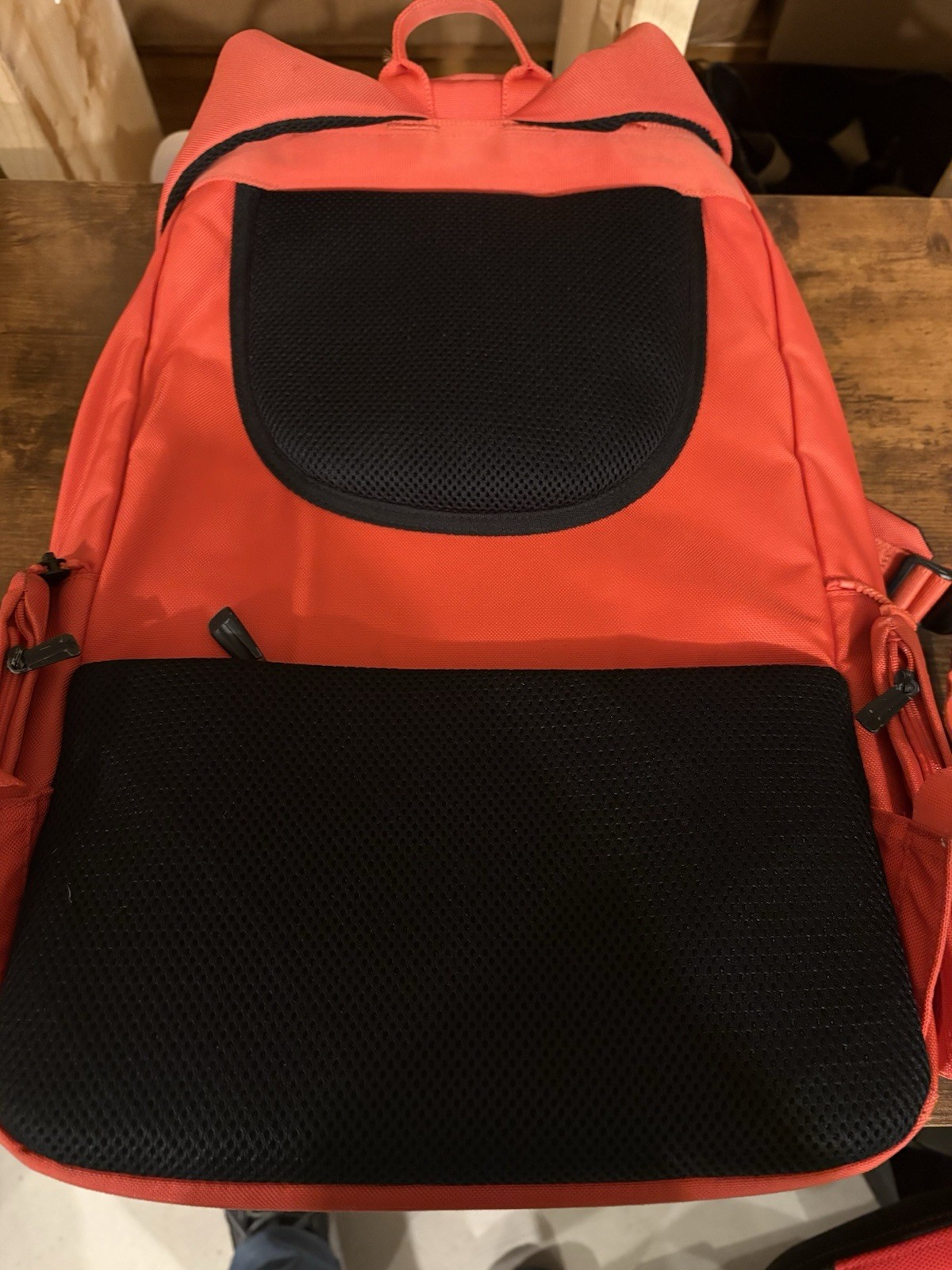 Red Descente Backpack With Bunny Charm Travel Work School Lightweight