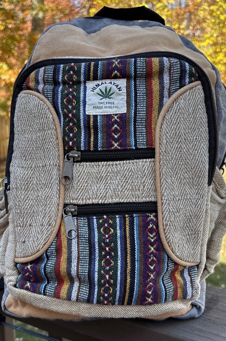 Himalayan Hemp Backpack Travel Handmade Hippie Hemp School Bag Multicoloured