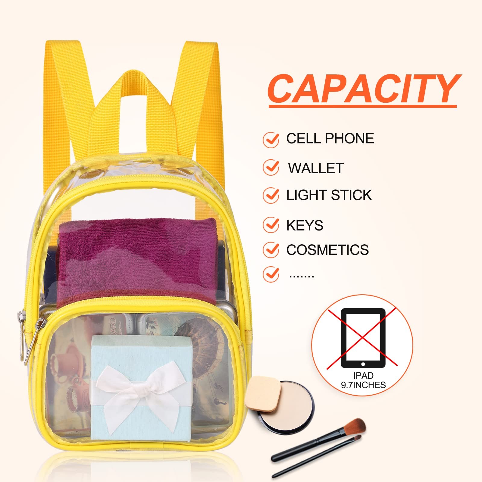 Clear Mini Backpack Stadium Approved for Little Boys & Girls, Transparent Bac…