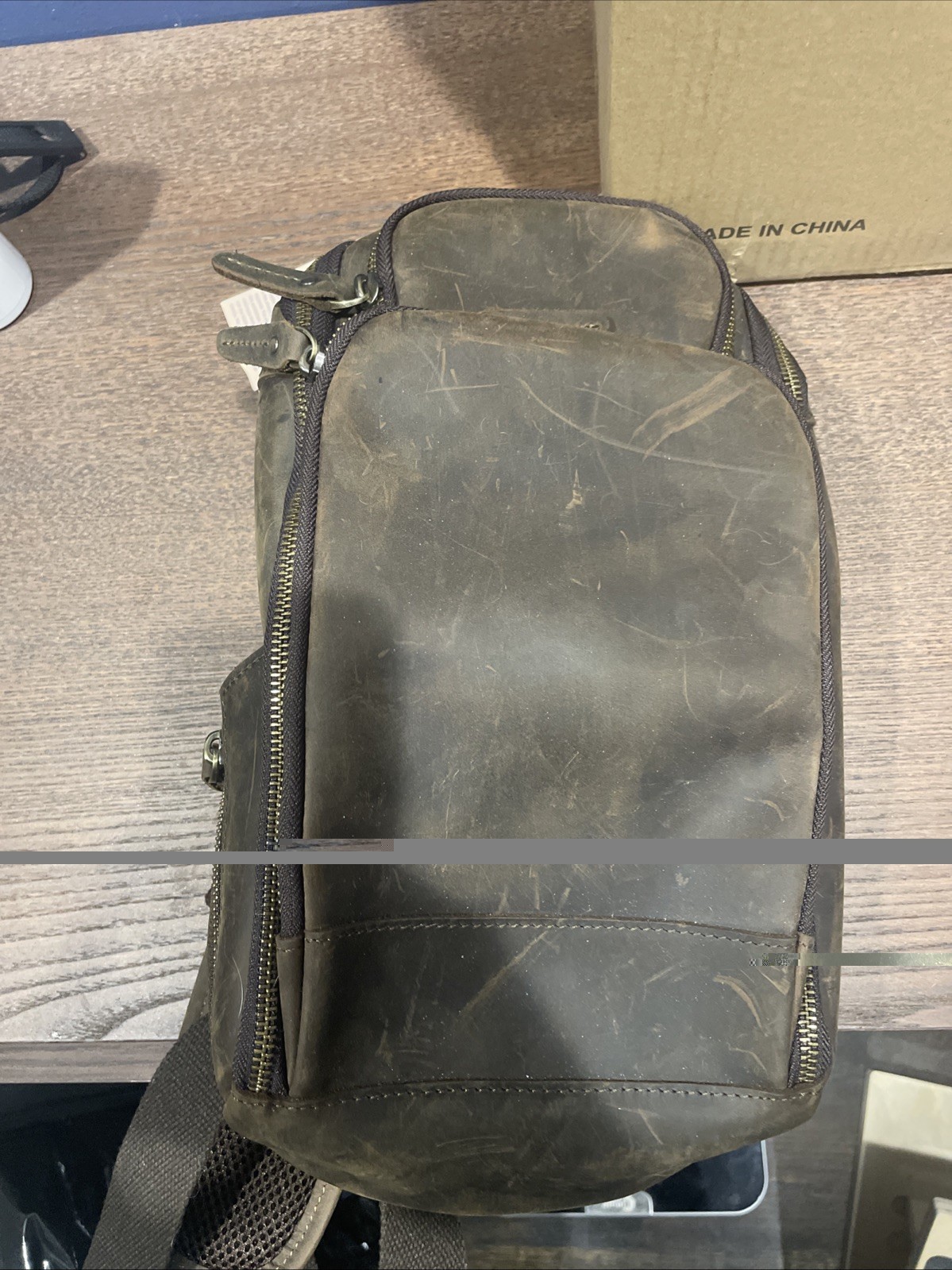 Vintage Full Grain Genuine Leather Sling Bag Crossbody Chest Shoulder Backpack