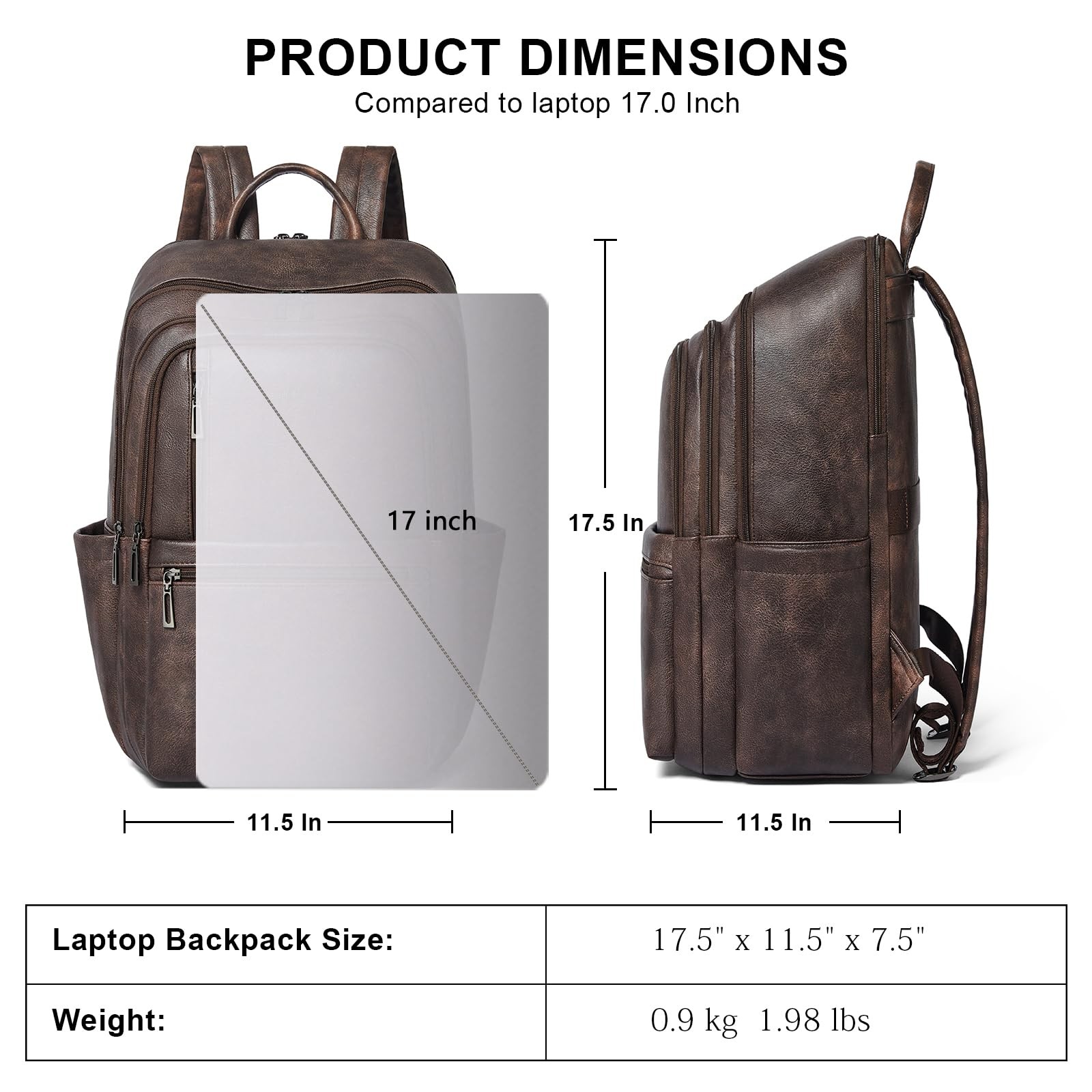 Leather 17 inch Laptop Backpack for Women, Large Travel Backpack Purse for Ca…