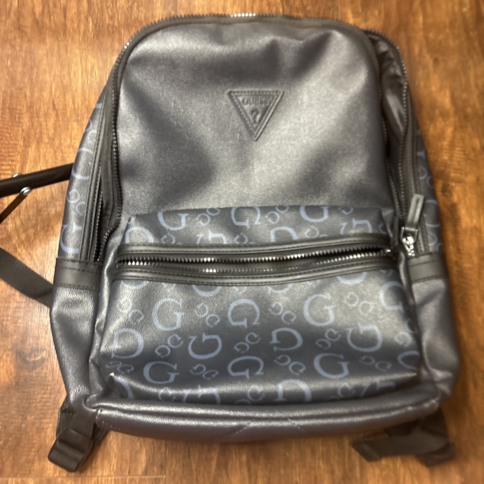 NEW GUESS BLACK CROSSBODY BACKPACK SMALL LOGO INSIGNIA PATTERN