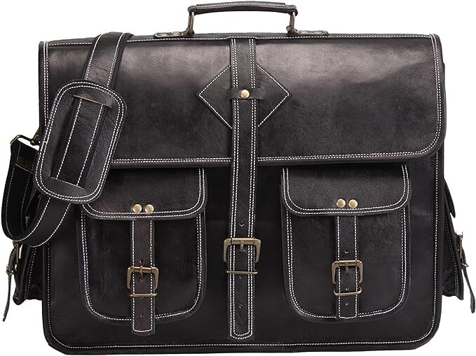 Handmade Genuine Leather Vintage Laptop Messenger Briefcase Bag – Unisex