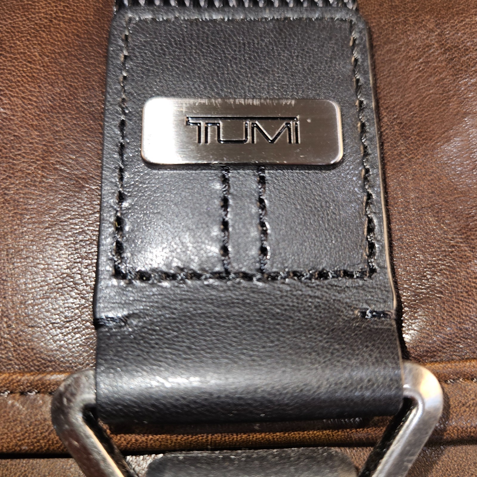 TUMI Alpha Bravo Full Leather Annapolis Expandable Messenger Bag Brown