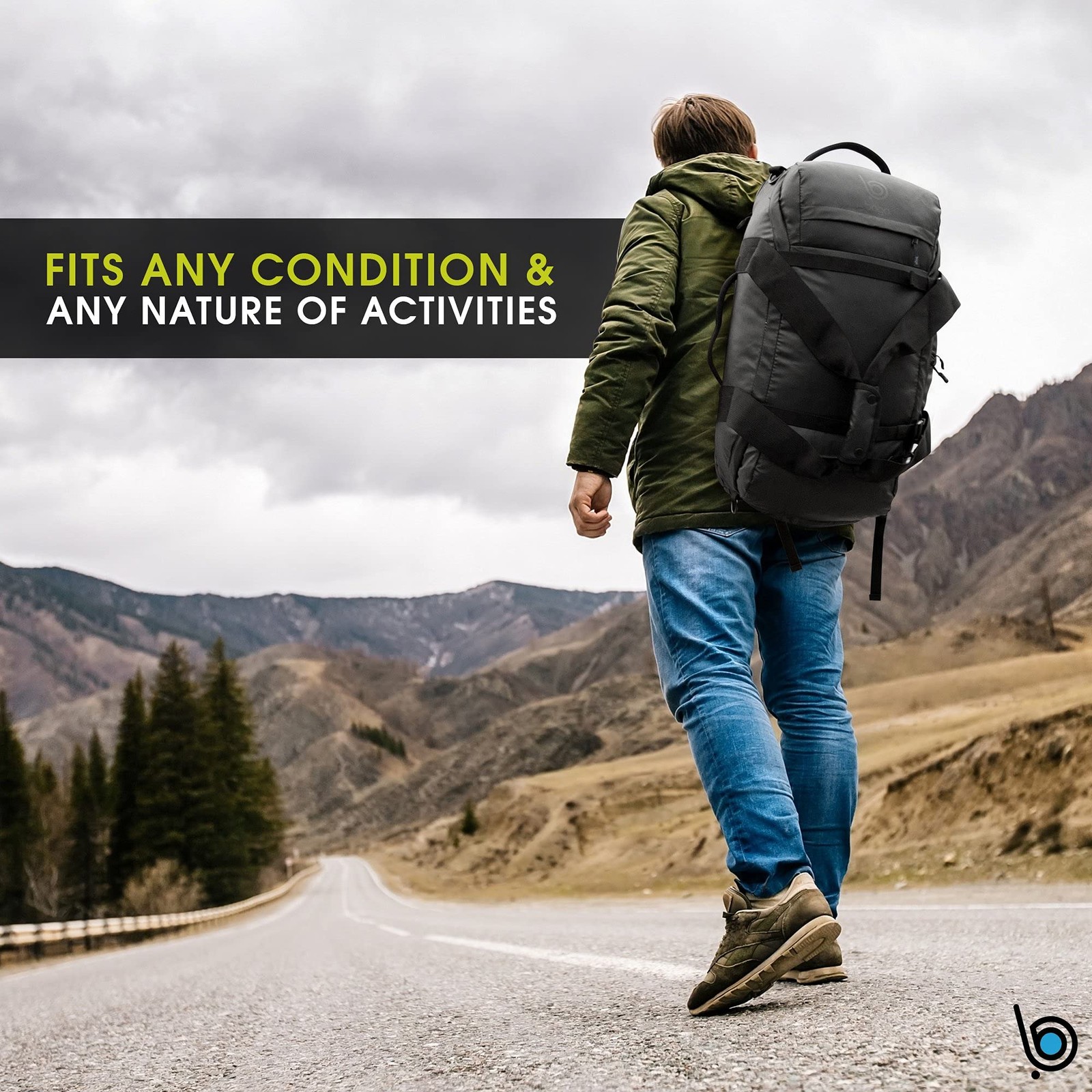 Waterproof Duffel Bag Backpack 53L – 3 Way Travel for Camping Gear