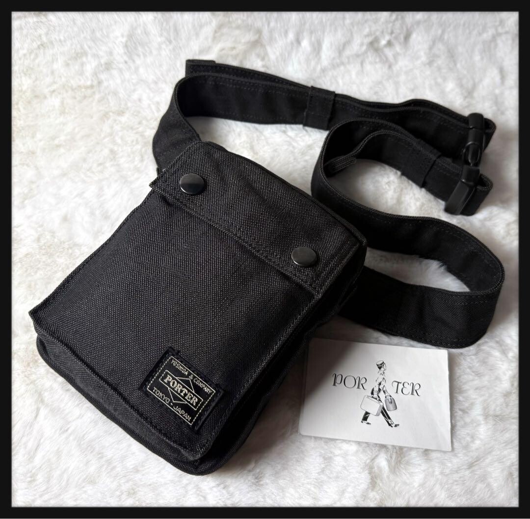 PORTER Smoky Black Body Bag Cordura Duck Shoulder Waist Bag Men Japan