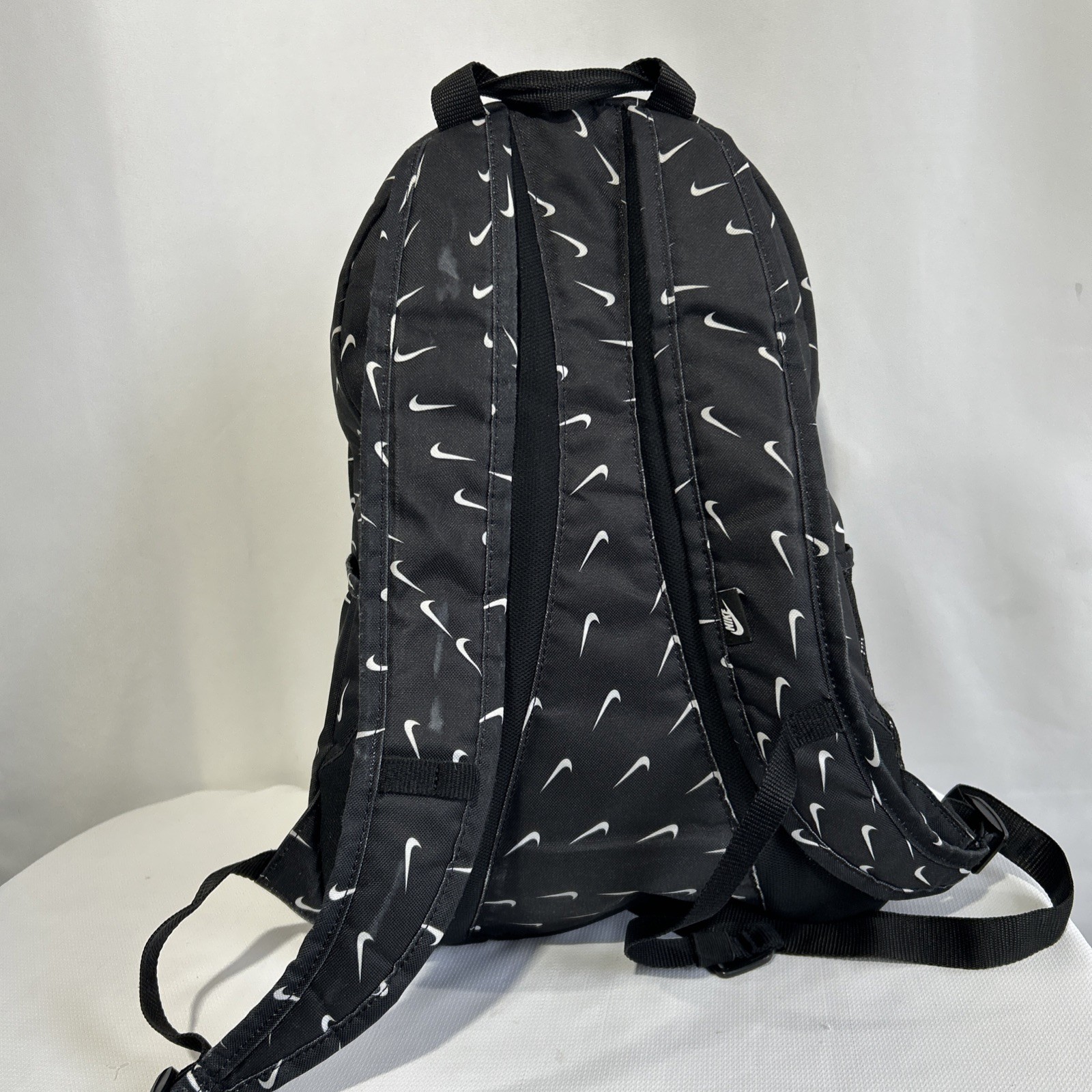 Nike Backpack Black White All Over Swoosh Print School Gym Bag