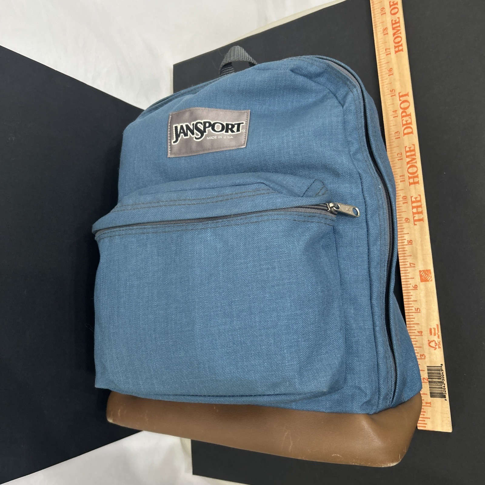 Vintage Jansport Backpack Leather Bottom 90s Retro Blue Made in USA