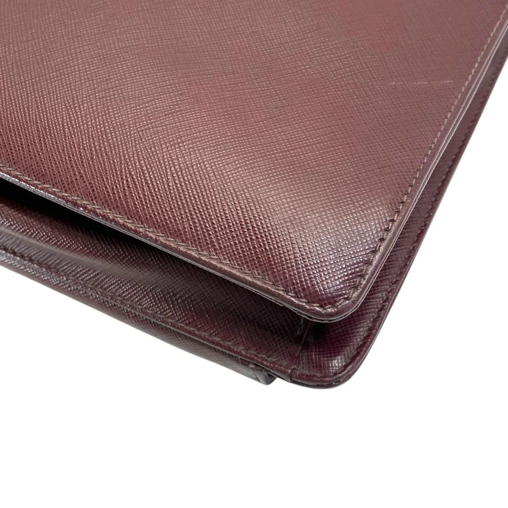 PRADA Business Bag Briefcase Handbag Triangle Logo Saffiano Leather Bordeaux