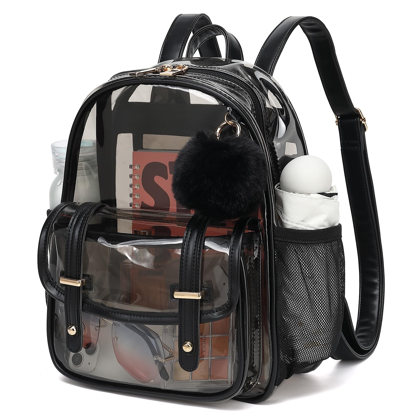 Clear Backpack for Stadium Events, 12x 12x 6 Small Transparent Backpack PVC M…