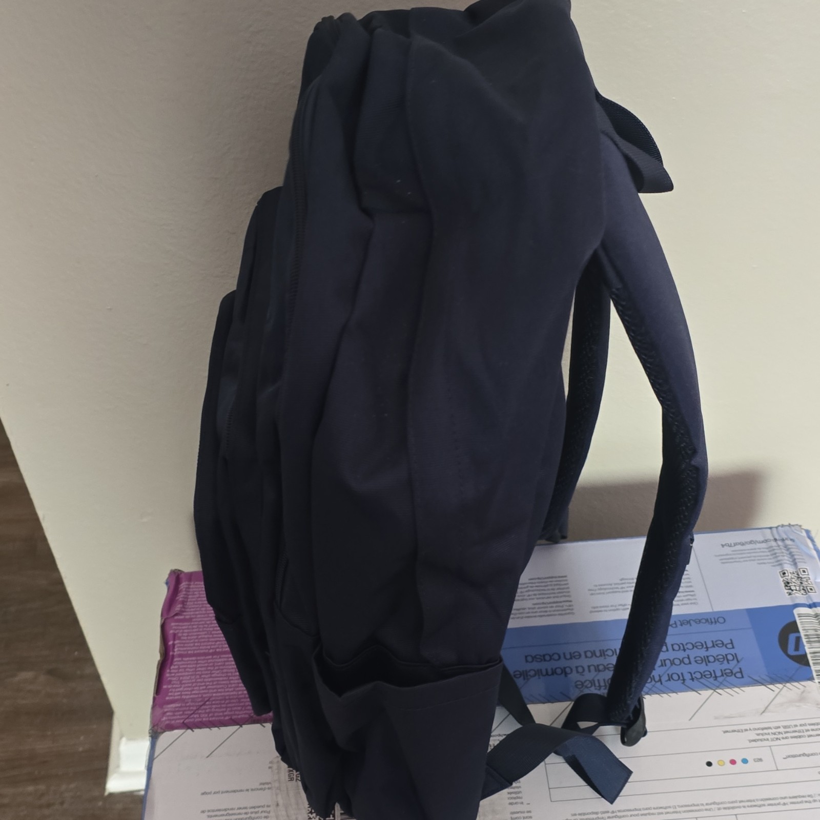 Men’s Blue Solid Backpack, Zip Closure, Adjustable Shoulder Strap, Medium