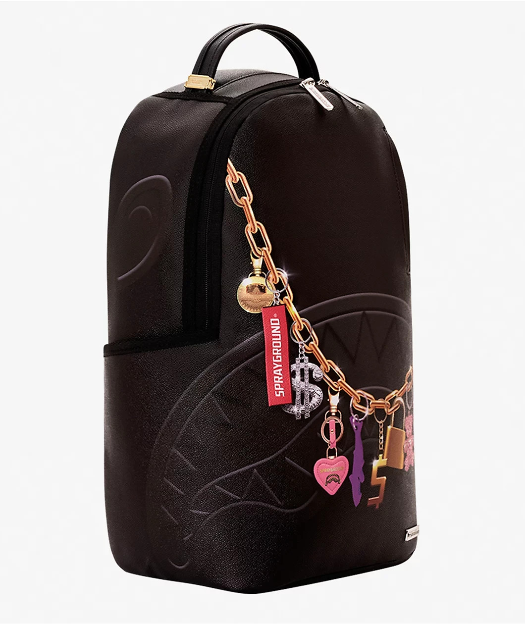Sprayground Hanging Designer Charms Backpack🔥New Black Bookbag Large School Bag