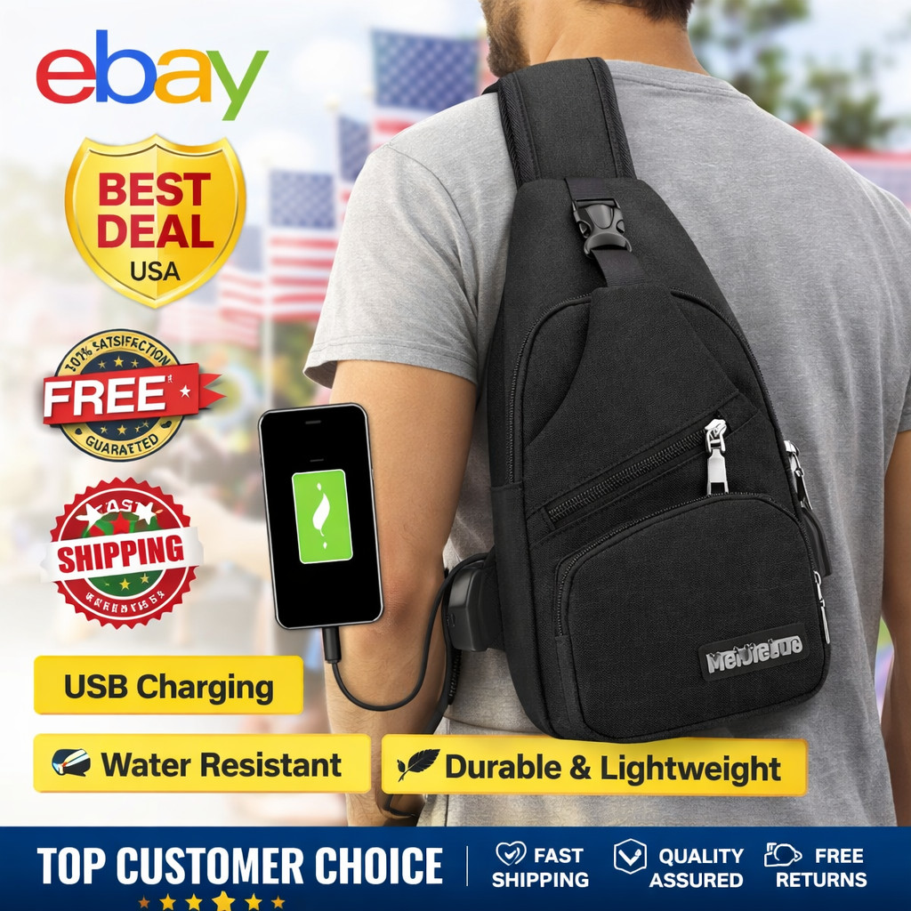 USB Charging Canvas Chest Bag Crossbody Travel – Free Shipping