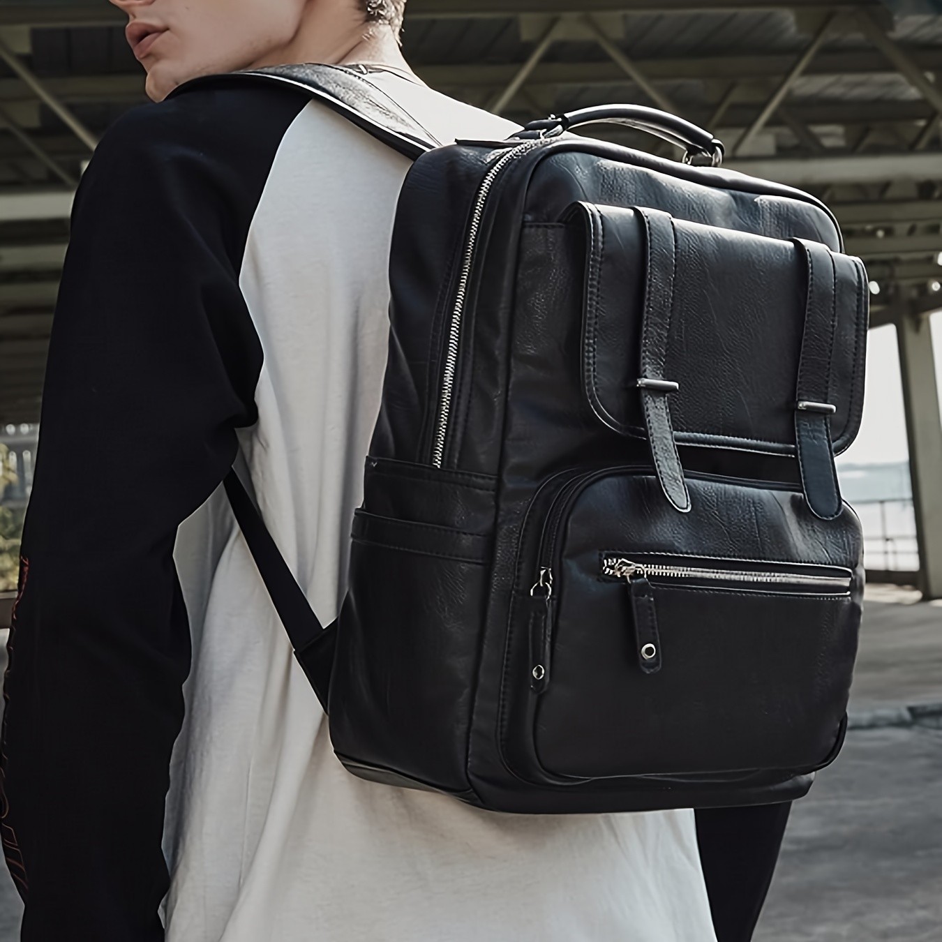 US Men Casual Leather Laptop Backpack Vintage Waterproof Travel Rucksack College